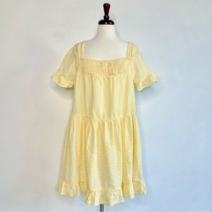Free People Yellow Seersucker Dress, Large